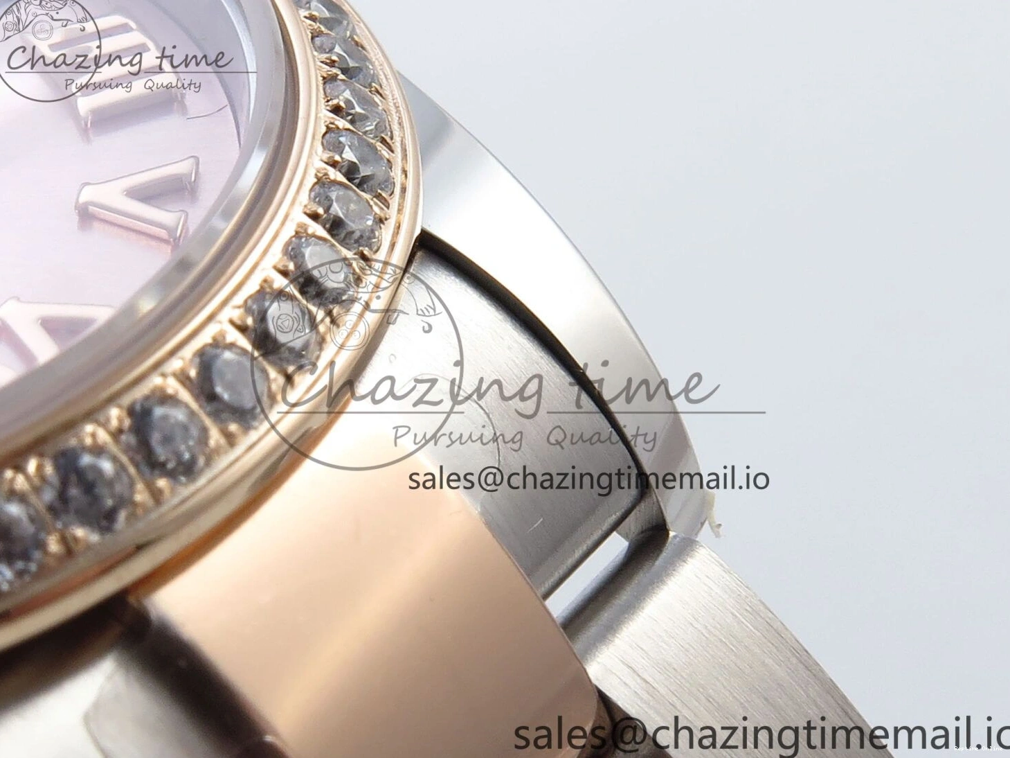 0515 Sleek DateJust 31 278381RBR ARF 1:1 Best Edition 904L Steel RG Roman Dial Diamonds Bezel on SS RG Oyster Bracelet ETA 382